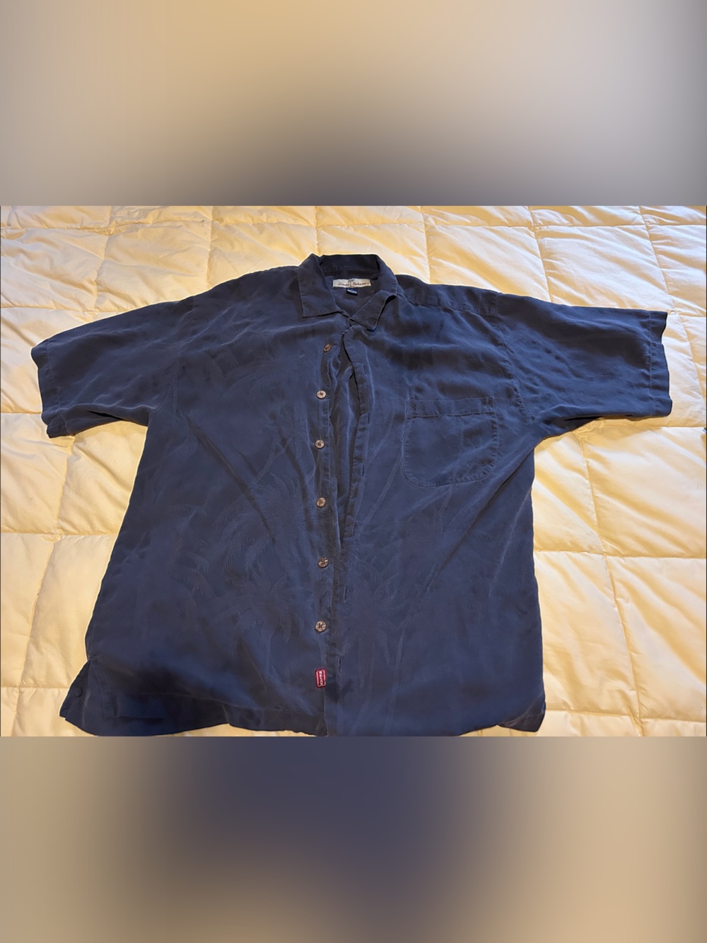 Tommy Bahama silk gray Button-Up Short Sleeve Shirt